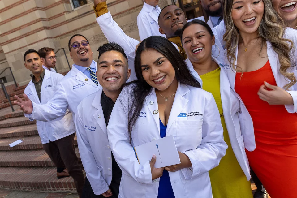 First-general medical student Danny Đoàn, pictured with classmates at his White Coat Ceremony. 