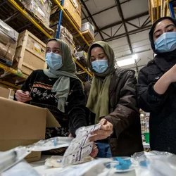Volunteers at UCLA Health’s UCDC Warehouse sorted donations for those impacted by the recent earthquake in Turkey.