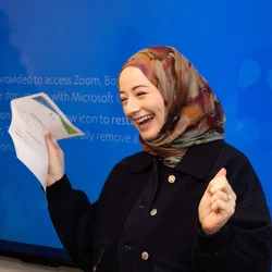 UCLA medical student Reem Karmouta, pictured celebrating Match Day, discusses matching into residency.